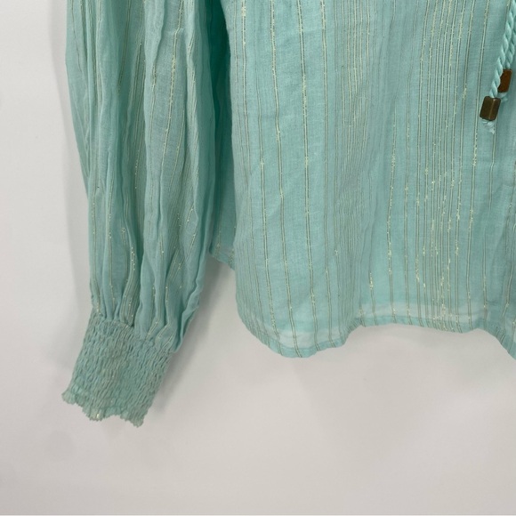 Karina Grimaldi Mint Green Peasant Blouse Medium - Picture 5 of 5